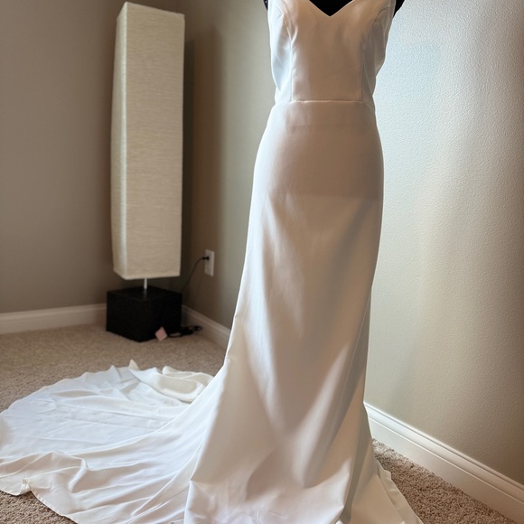 Simple Open Back Fit and Flare Wedding Dress - Picture 10 of 14
